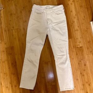 EUC;Mother mid-rise Dazzler jeans; white; size 28